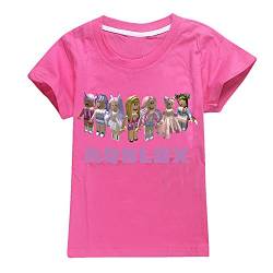 CKCKTZ Ro-blox T-Shirt für Jungen und Mädchen, modisches Spiel, kurzärmeliges Oberteil, T-Shirt für Kinder Gr. 7-8 Jahre, rosarot von CKCKTZ