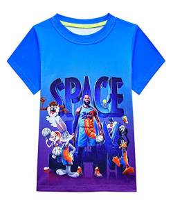 Jungen Basketball Trikots T-Shirts Space 2 Movie Toon Squad Tops Tees A New Legacy Kinder Kurzarm Sport Kleidung, blau, 4-5 Jahre von CKCKTZ