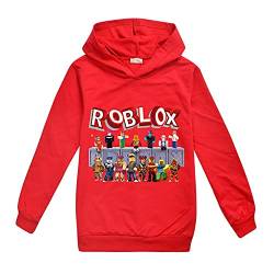 Jungen Kinder Cartoon Sweatshirt Hoodie Langarm Sportswear Casual Pullover Trainingsanzug Ro-blox Spiel Geschenk Gr. 11-12 Jahre, rot von CKCKTZ