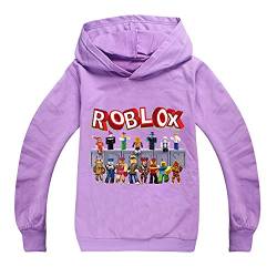 Jungen Kinder Cartoon Sweatshirt Hoodie Langarm Sportswear Casual Pullover Trainingsanzug Ro-blox Spiel Geschenk Gr. 11-12 Jahre, violett von CKCKTZ
