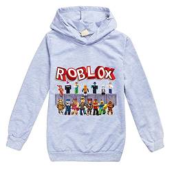 Jungen Kinder Cartoon Sweatshirt Hoodie Langarm Sportswear Casual Pullover Trainingsanzug Ro-blox Spiel Geschenk Gr. 7-8 Jahre, grau von CKCKTZ