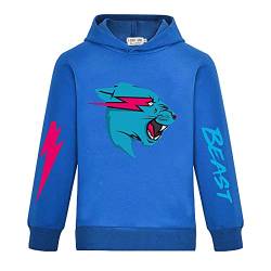 Mr Beast Hoodies für Jungen Mädchen Pullover Sweatshirt Kinder Cartoon Langarm Shirt Klassisches Tops Pullover, blau, 11-12 Jahre von CKCKTZ