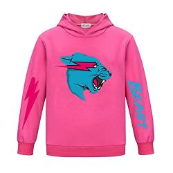 Mr Beast Hoodies für Jungen Mädchen Pullover Sweatshirt Kinder Cartoon Langarm Shirt Klassisches Tops Pullover, rosarot, 12- 13 Jahre von CKCKTZ