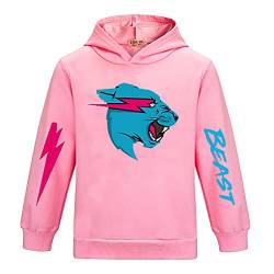 Mr Beast Hoodies für Jungen Mädchen Pullover Sweatshirt Kinder Cartoon Langarm Shirt Klassisches Tops Pullover, rose, 7-8 Jahre von CKCKTZ