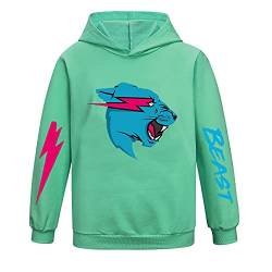 Mr Beast Hoodies für Jungen Mädchen Pullover Sweatshirt Kinder Cartoon Langarmshirt Classic Tops Jumper, grün, 7-8 Jahre von CKCKTZ