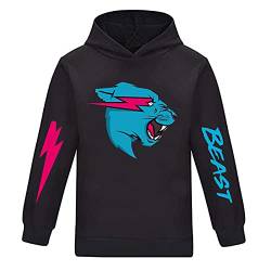 Mr Beast Hoodies für Jungen Mädchen Pullover Sweatshirt Kinder Cartoon Langarmshirt Klassische Oberteile Pullover, Schwarz , 9-10 Jahre von CKCKTZ