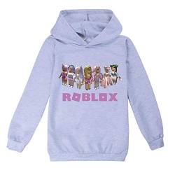 Ro-blox Kapuzenpullover für Mädchen und Jungen, modisches Sweatshirt, langärmelig, Trainingsanzug, niedlich, grau, 9 Jahre von CKCKTZ