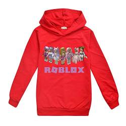 Ro-blox Kapuzenpullover für Mädchen und Jungen, modisches Sweatshirt, langärmelig, Trainingsanzug, niedlich, rot, 11 Jahre von CKCKTZ