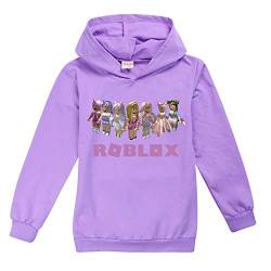Ro-blox Kapuzenpullover für Mädchen und Jungen, modisches Sweatshirt, langärmelig, Trainingsanzug, niedlich, violett, 11 Jahre von CKCKTZ