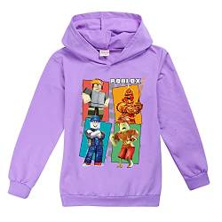 Roblo-x Hoodie für Jungen und Mädchen, Kinder, Spiel-Kapuzen-Sweatshirts, Kinder, Gamer, Pullover, Kleidung, Cartoon-Outwear, violett, 7-8 Jahre von CKCKTZ