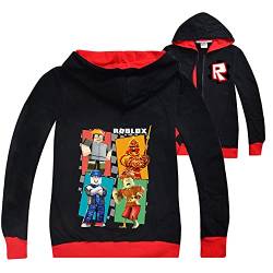 Robloxs Game Hoodie für Jungen Outwear Sweatshirt Reißverschluss Jacke für Kinder Mädchen Langarm Mantel Alter 4-12 Jahre, Schwarz , 7-8 Jahre von CKCKTZ