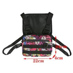 CKEYXGIL umhängetasche Funktionale Brusttasche Für Männer Mode Weste Streetwear -Tasche Taille Pack Unisex Brust Rig Bag-C Blumen Rig -Tasche von CKEYXGIL