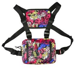 CKEYXGIL umhängetasche Funktionale Brusttasche Für Männer Mode Weste Streetwear -Tasche Taille Pack Unisex Brust Rig Bag-Eine Blumen -Rig -Tasche von CKEYXGIL