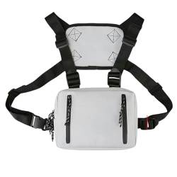 CKEYXGIL umhängetasche Funktionale Brusttasche Für Männer Mode Weste Streetwear -Tasche Taille Pack Unisex Brust Rig Bag-Eine Graue Tasche von CKEYXGIL