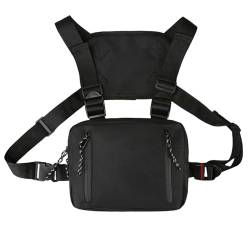 CKEYXGIL umhängetasche Funktionale Brusttasche Für Männer Mode Weste Streetwear -Tasche Taille Pack Unisex Brust Rig Bag-Eine Schwarze Tasche von CKEYXGIL