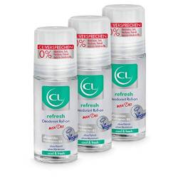 CL refresh Deodorant Roll-on mit kühlender Wirkung - 3er Pack 50 ml Deo Roller ohne Aluminium & Zink - veganes Deo Herren & Damen - antibakterielles Deodorant Männer & Frauen mit ProVitamin B5 von CL