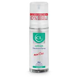 CL refresh Deodorant Spray mit kühlender Wirkung - 20 ml Deo Spray ohne Aluminium & Zink bietet Frische - veganes Deo Herren & Damen - antibakterielles Deodorant Männer & Frauen mit ProVitamin B5 von CL