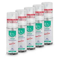 CL refresh Deodorant Spray mit kühlender Wirkung - 5er Pack 20 ml Deo Spray ohne Aluminium & Zink - veganes Deo Herren & Damen - antibakterielles Deodorant Männer & Frauen mit ProVitamin B5 von CL