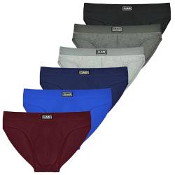 CLALER 6er Pack Herren Slips Baumwolle Weich,Männer Classic Unterwäsche mit Stretch(Schwarz*1+Tiefgrau*1+Hellgrau*1+Marineblau*1+Blau*1+Weinrot*1,S) von CLALER