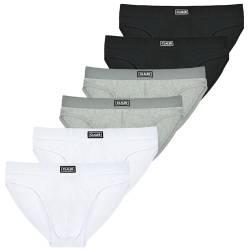 CLALER 6er Pack Herren Slips Baumwolle Weich,Männer Classic Unterwäsche mit Stretch(Schwarz*2+Weiß*2+Hellgrau*2,L) von CLALER