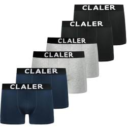 CLALER Boxershorts Herren 6er Pack Baumwolle Unterhosen Männer Retroshorts Bequeme und Atmungsaktive Men Unterwäsche Geeignet für Den Täglichen Sport Im Freien (2 x Schwarz+2 x Blau + 2 x Grau, M) von CLALER