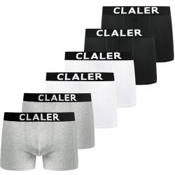CLALER Boxershorts Herren 6er Pack Baumwolle Unterhosen Männer Retroshorts Bequeme und Atmungsaktive Men Unterwäsche Geeignet für Den Täglichen Sport Im Freien (2 x Schwarz + 2 x Weiß + 2 x Grau, XL) von CLALER