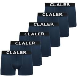 CLALER Boxershorts Herren 6er Pack Baumwolle Unterhosen Männer Retroshorts Bequeme und Atmungsaktive Men Unterwäsche Geeignet für Den Täglichen Sport Im Freien (6 x Blau, M) von CLALER