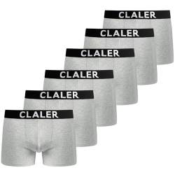 CLALER Boxershorts Herren 6er Pack Baumwolle Unterhosen Männer Retroshorts Bequeme und Atmungsaktive Men Unterwäsche Geeignet für Den Täglichen Sport Im Freien (6 x Grau, L) von CLALER