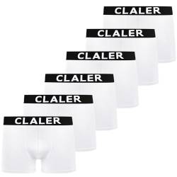 CLALER Boxershorts Herren 6er Pack Baumwolle Unterhosen Männer Retroshorts Bequeme und Atmungsaktive Men Unterwäsche Geeignet für Den Täglichen Sport Im Freien (6 x Weiß, L) von CLALER