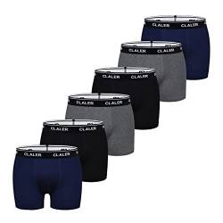 CLALER Boxershorts für Herren, 6er-Pack, Baumwolle, dehnbar, weich, bequem, atmungsaktiv, geeignet für den täglichen Sport, Outdoor, 6er-Pack, schwarz/blau/grau, L von CLALER