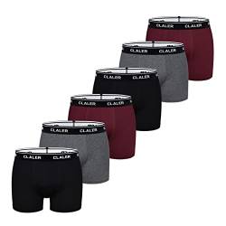 CLALER Herren Boxershorts 6er Pack Baumwolle Men Retroshorts Männer Unterwäsche Unterhosen S,M,L,XL,XXL (Schwarz ×2+Weinrot ×2 + Dunkelgrau ×2, M) von CLALER