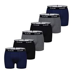 CLALER Herren Boxershorts 6er Pack Baumwolle Men Retroshorts Männer Unterwäsche Unterhosen S,M,L,XL,XXL (Schwarz ×2 +Dunkelblau ×2 +Dunkelgrau ×2, XXL) von CLALER