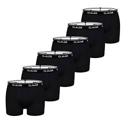 CLALER Herren Boxershorts 6er Pack Baumwolle Men Retroshorts Männer Unterwäsche Unterhosen S,M,L,XL,XXL (Schwarz ×6, S) von CLALER