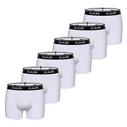 CLALER Herren Boxershorts 6er Pack Baumwolle Men Retroshorts Männer Unterwäsche Unterhosen S,M,L,XL,XXL (Weiß ×6, S) von CLALER