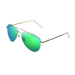 CLANDESTINE - Sonnenbrille A10 Gold Green - Verspiegelte Nylon Gläser und Edelstahlrahmen - Sonnenbrille für Männer und Damen - Mit Smart Vision Technology - Bessere Sicht und Geringere Blendung von CLANDESTINE