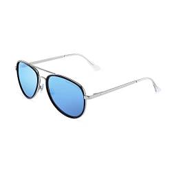 CLANDESTINE - Sonnenbrille A15 Silver Navy Ice Blue - HD Nylon Gläser und Edelstahlrahmen in TR90 - Unisex Sonnenbrille - Mit Smart Vision Technology - Bessere Sicht und Geringere Blendung von CLANDESTINE