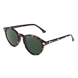 CLANDESTINE - Sonnenbrille Round 12 Cream Habana Dark Green - Grüne HD Nylon Gläser und TR90-Rahmen - Sonnenbrille für Männer & Damen - Smart Vision Technology - Bessere Sicht und Geringere Blendung von CLANDESTINE