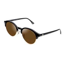 CLANDESTINE - Sonnenbrille Sferico 9 Black Gold Brown - Braune HD Nylon Gläser und Rahmen aus PC und Edelstahl - Unisex Sonnenbrille - Smart Vision Technology - Bessere Sicht und Geringere Blendung von CLANDESTINE