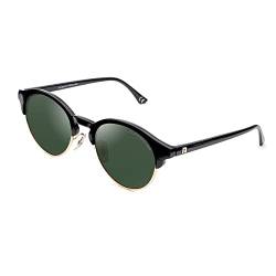 CLANDESTINE - Sonnenbrille Sferico 9 Black Gold Dark Green - Grüne HD Nylon Gläser und Rahmen aus PC und Edelstahl - Unisex Sonnenbrille - Smart Vision Technology - Bessere Sicht, Geringere Blendung von CLANDESTINE