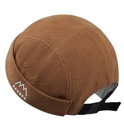 CLAPE 5 Panel Docker Mütze Herren Damen Cotton Docker Cap Sommer Hafenmütze Seemannsmütze Adjustable Brimless Hat Verstellbar Bikermütze von CLAPE