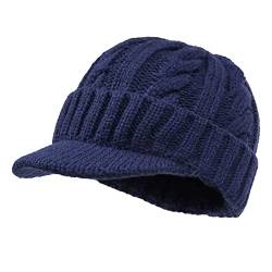 CLAPE Beanie Strickmütze mit Schild Winter Visor Beanie Hat Unisex Wollmütze Knit Short Brim Hat Outdoor Warme Skimütze von CLAPE