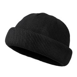 CLAPE Fisherman Beanie Fischermütze Herren Wolle Trawler Mütze Dockermütze Elastisch Strickmütze Wintermütze Kurz von CLAPE