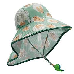 CLAPE Kinder Breite Krempe Fischerhut UV-Schutz Baby Hut Mesh Sonnenhut Atmungsaktiv Sommer Hut mit Kinnriemen Niedlich Eimer Hüte von CLAPE