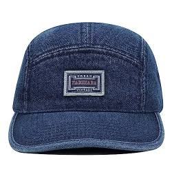 CLAPE Unisex Flat Brim Kappe 5 Panel Baseball Cap Vintage Basecap Snapback Trucker Cap Denim-Baumwolle Schildkappe Verstellbar Outdoor Kappe von CLAPE