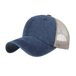 CLAPE Washed Cotton Baseball Cap Atmungsaktiv Mesh Basecap Trucker Hat Verstellbar Sport Cappy UPF50+ Outdoor Kappe Schirmmütze von CLAPE