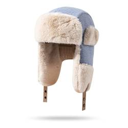 CLAPE Winter Fliegermütze Herren Damen Kunstfell Trapper Mütze Winddichte Pelzmütze Warm Hat with Ear Flaps Pilotenmütze von CLAPE