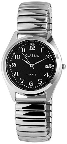 CLASSIX Herren Armbanduhr Schwarz Silber Datum Metall Analog Quarz 2700003-001 von CLASSIX