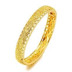 24 Karat Gold Armreifen Frauen Gold Dubai Braut Hochzeit Äthiopisch Türkisch Armband Afrika Armreif Arabischer Schmuck Gold Charm Muslim Armband von CLEARNICE