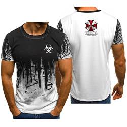 CLEEF Herren T-Shirt für Resident Evil Crewneck Halbarm Farbverlauf T-Shirt Top Kleidung Atmungsaktive Tshirts-White||M von CLEEF