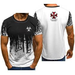 CLEEF Herren T-Shirt für Resident Evil Crewneck Halbarm Farbverlauf T-Shirt Top Kleidung Atmungsaktive Tshirts-White||S von CLEEF